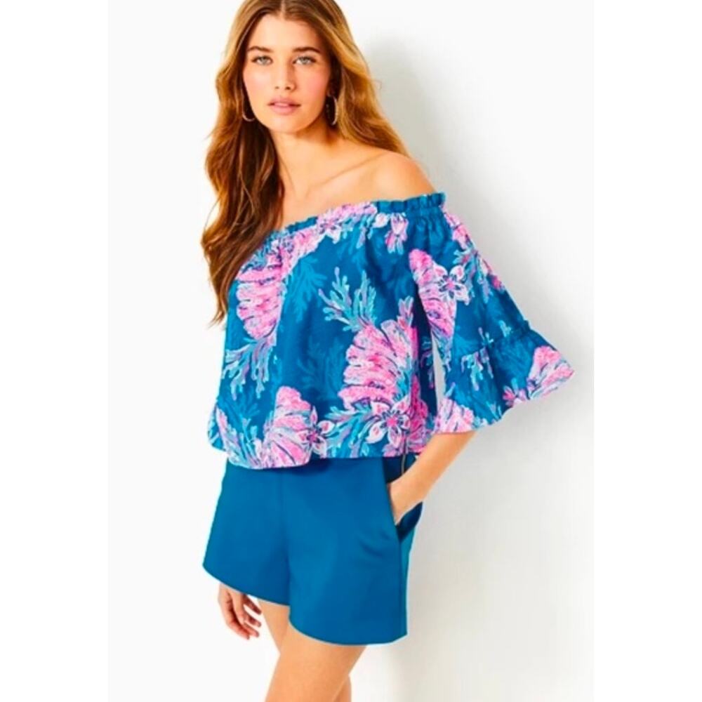 Lilly Pulitzer Croix off the shoulder top bell sleeve Size small NWT Resortwear